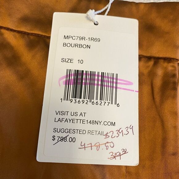 NWT Lafayette 148 NY high waisted bohemian crushed satin trousers size 10 boho - Picture 5 of 16